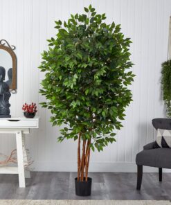 Alternative view of Nearly Natural 5402 6.5ft. Deluxe Ficus Tree,Green,48x48x78