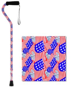 Alternative view of NOVA Designer Walking Cane with Offset Handle, Lightweight Adjustable Walking Stick with Carrying Strap Stars & Stripes Design