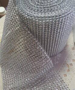 Silver Diamond Sparkling Rhinestone Mesh Ribbon for Event Decorations, Wedding Cake, Birthdays, Baby Shower, Arts & Crafts, 4.75" x 10 Yards, 24 Row, 1 Roll 59 91pcyPRuYlL 2