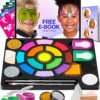 Face Painting Kits for Kids - Water Based Face Paint Kits 16 Colors, 60 Stencils, 2 Brushes, 2 Glitter, Sponges & Hairchalks - Facepaint Tutorials & Book - Hypoallergenic. For Toddler, Teens & Adults 12 91pnjb82PxL