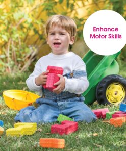 Edushape Sensory Puzzle Blocks - Set of 18 Colorful Textured Interlocking Construction Stacking Blocks - Baby Blocks for Sensory Play and Child Development - Baby Building Blocks for Toddlers 1-3 14 91povJDYbVL