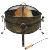 Sunnydaze 24-Inch Cauldron Style Outdoor Fire Pit Bowl with Spark Screen, Log Poker, and Wood Grate - Dark Bronze Finish 24 in 53 91prGDrOkZL