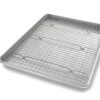 USA Pan Bakeware Half Sheet Baking Pan and Bakeable Nonstick and Cooling Rack Set, Metal Half Sheet Pan & Rack Set 36 91pwzEQzGIL