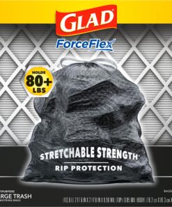 Glad Large Drawstring Trash Bags, ForceFlex 30 Gallon Black Trash Bags, 50 Count 50 Count (Pack of 1) 29 91pza4GUs5L