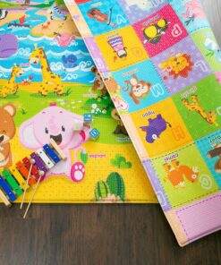 Baby Care Play Mat (Large, Playful - Pinko & Friend) 82'' x 55'' Original One-Piece Reversible Rollable Waterproof Play Mat for Infants, Babies, Toddler, and Kids Large 32 91q3gihiNL