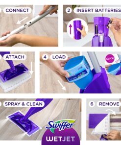 Swiffer WetJet Hardwood and Floor Spray Mop Cleaner Starter Kit, Includes: 1 Power Mop, 10 Pads, Cleaning Solution, Batteries 16 Piece Set Cleaner Kit 26 91q5qZNct8L