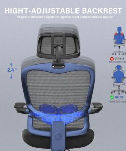 LANDOMIA Ergonomic Office Desk Chair - Mesh Office Chair with Flip up Arms & Adjustable Back Height - Comfortable Computer Task Chairs with Lumbar Support for Heavy People Black 25 91qAMiEht4L