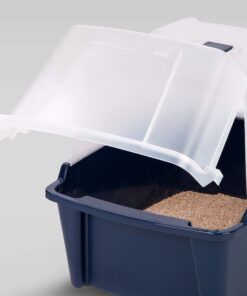 IRIS USA Large Split-Hood Cat Litter Box with Scoop and Grate, Blue Split Hooded - Navy 35 91qHmEgXDPL