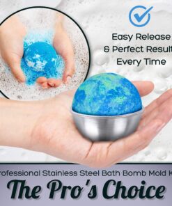 Stainless Steel Bath Bomb Molding Set-3 Metal Round Bath Bomb Molds (6 Half Spheres)- DIY Professional Molds for Fizzy Bombs: Instructional Pamphlet, E-Book & Mesh Storage Bag- Starter Kit 3 SIZES 28 91qJ1yKx2L 2