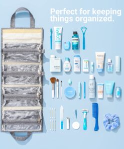 4kits Hanging Roll-Up Makeup Bag/Toiletry Kit/Travel Organizer for Women - 4 Removable Storage Bags - Organize Make Up, Cosmetics, First Aid, Medicine, Personal Care, Bathroom, Palette/Brush Holder 44 91qSvd3alZL