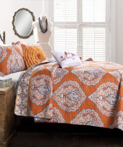 Lush Décor Harley Quilt Damask Pattern Reversible 5 Piece Bedding Set, King, Tangerine 33 91qX0TpTdsL