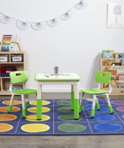 ECR4Kids Dry-Erase Square Activity Table with 2 Chairs, Adjustable, Kids Furniture, Grassy Green, 3-Piece Table&Chairs 17 91qY6myzsfL