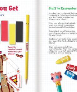 Alternative view of KLUTZ Make Your Own Mini Erasers Toy includes (8)colors of eraser clay^pencil^clay shaping tool^(2)sheets of papercraft displays