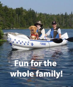Sea Eagle SE370 Inflatable Sports Kayak -1-3 Person-Portable Stowable & Lightweight-with Seat(s), Paddle(s), Pump and Bag SE370 Sports Kayak Deluxe 21 91qfqqnS39L