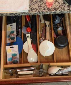 Seville Classics Bamboo Premium Organizer Storage Bins for Kitchen Silverware, Pantry, Closet, Office Desk, Pens, Utensils, Makeup, K Cup, Bamboo, Expandable Tray (5 Compartment) Expandable Tray (5 Compartment) 36 91qlbt5yBIL