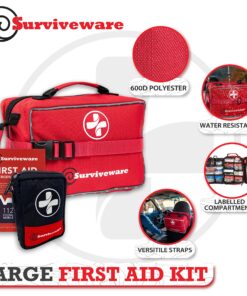 Surviveware Comprehensive Premium First Aid Kit Emergency Medical Kit for Trucks, Cars, Camping, Office and Sports and Outdoor Emergencies - Large 200 Piece Set Regular 31 91qpMg5ZV0L