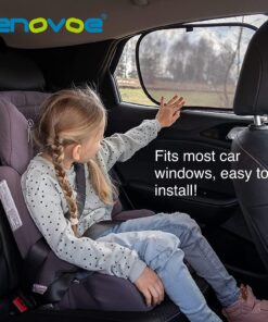 Enovoe Car Window Shades for Baby (21"x14") - 4 Pack - Sun Shade Blocker, Cling Window Cover - Glare Shield and UV Rays Protection for Your Child - Side Window Screens for SUV- Mesh Car Window Shade Black 29 91qvWzi1K6L