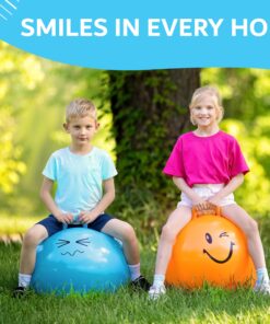 Xino Sports Hopping Ball for Kids - Teens and Adults, Bouncy Balls for Kids, Hopper Ball, Jumping Ball with Handle, 22 Inch Diameter, Kids Outdoor Toys (Blue) Blue 15 91r4GqaRdPL