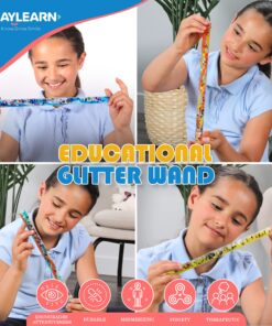 Playlearn 4pk 12.5” Spiral Glitter Wands - Wide Diameter - Sensory Wands for Kids - Glitter Tube Wonder Wand - Calming Toys - Large Size 10 91rGOyAfSAL