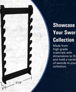 Alternative view of Whetstone Cutlery 8-Tier Wall Display Sword Rack, Durable Wall Mounted Samurai, Katana, Wakizashi, or Any Standard Swords Holder with Stylish Elegant Black Finish - Home, Room, Office, or Dojo Decor, 3''x17.5''x39
