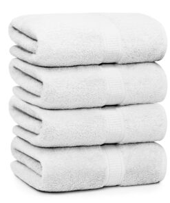 Alternative view of Ariv Towels 4-Piece Large Premium Cotton Bath Towels Set for Sensitive Skin & Daily Use- Soft, Quick Drying & Highly Absorbent for Bathroom, Gym, Hotel & Spa- 30" X 52"- White 4 Piece Large Bath Towels