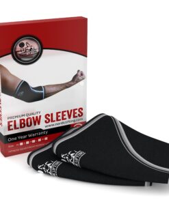 Nordic Lifting Elbow Sleeves (1 Pair) Support & Compression for Weightlifting, Powerlifting, Cross-Training & Tennis - 5mm Neoprene Sleeve for the Best Performance - Both Women & Men Black Large 17 91ra6MYs70L