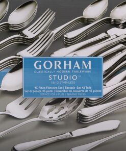Gorham Studio 45-Piece Flatware Set, 6.30 LB, Metallic 10 91rcuFSefML