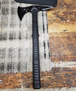 M48 Tactical Tomahawk Military Axe - Black Color | 3 ⅞” Cast Stainless Steel Combat Axe with Piercing Spike | Nylon Cord Wrapped Fiberglass Handle | Camping and Tactical Gear | 15” Length 55 91rdFTuobZL