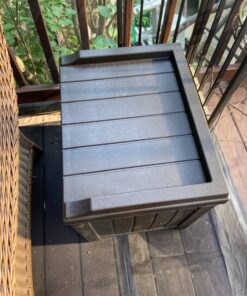 Suncast 22-Gallon Small Deck Box - Lightweight Resin Indoor/Outdoor Storage Container and Seat for Patio Cushions, Gardening Tools and Toys - Store Items on Patio, Garage, Yard - Mocha Wicker Mocha Wicher 49 91rf8aLJcL