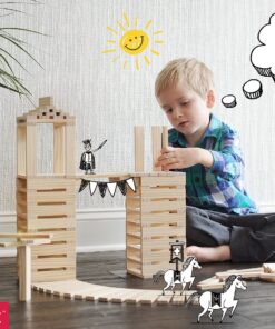 Brain Blox Natural Wooden Blocks for Kids Ages 4-8 - Montessori Blocks for Hands-on Learning - STEM and Architecture for Kids (100 Building Blocks) 16 91rk1JCC1lL 1