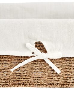 Alternative view of Household Essentials ML-5611 Set of Three Woven Wicker Storage Baskets with Removable Liners | Natural Seagrass,Brown Brown