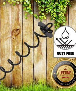 Eurmax USA 4-Pc Pack Spiral Stakes Heavy Duty Anchor Kit Ice Screw Anchor for Trampoline, Tents, tarps, Canopies,car Ports,Dog tie Out and etc Bonus Tie Down Straps 4-Pc Pack (Black) Black 27 91ru9nobhxL