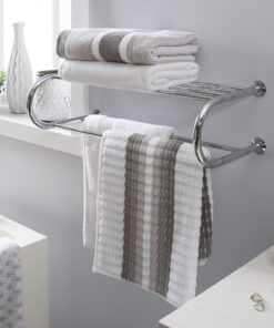 Organize It All Wall Bath Towel Bar in Chrome mounted shelf, 26" W x 11.25" L x 7.5" H 26"W x 11.25"L x 7.5"H 23 91rw798xT3L
