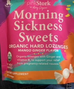 Pink Stork Morning Sickness Sweets, Organic Mango Ginger Candy with Vitamin B6 for Morning Sickness Support and Occasional Motion Sickness, Pregnancy Must Haves - 30 Wrapped Drops 31 91sD3yc967L