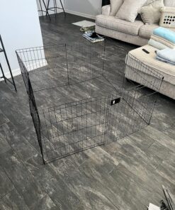 MidWest Homes for Pets Foldable Metal Dog Exercise Pen / Pet Playpen, 24'W x 24'H, 1-Year Manufacturer's Warranty Black No Door 24" H 37 91sGaADJC0L