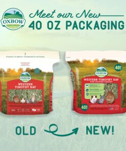 Oxbow Animal Health Western Timothy Hay- Veterinarian Recommended- Hay for Rabbits, Chinchillas, Guinea Pigs & Other Small Pets- Grown in the USA- Premium Quality Natural Hay- Fiber Rich- 40 Oz 2.5 Pound (Pack of 1) 30 91sKh7ENHL