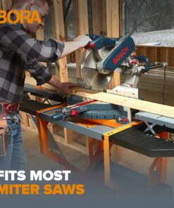 Bora Portamate - PM-8000 Miter Saw Stand Work Station | Mobile Rolling Table Top Workbench | Orange & Grey with Folding Wing Extensions Orange/Black 48 91sM5gsOPZL