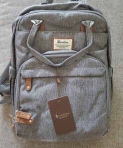 RUVALINO Diaper Bag Backpack, Multifunction Travel Back Pack Maternity Baby Changing Bags, Large Capacity, Waterproof and Stylish, Gray 56 91sMVkIZyiL