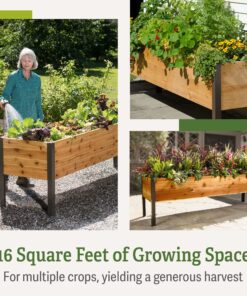 Gardener's Supply Company Raised Garden Bed Elevated Cedar Planter Box | 2' x 8' Standing Garden for Outdoor Plant Vegetables & Flower Gardening Perfect for Patio Deck & Backyard 29 91sQfoB6utL