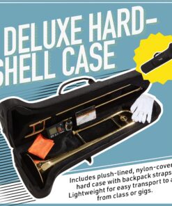 Mendini by Cecilio Trombone Kit - Bb Tenor Brass Instruments for Kids, Beginners w/Case & Gloves Gold + Tuner 23 91sWkfif5mS