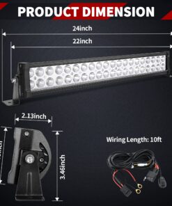 Alternative view of YITAMOTOR LED Light Bar 2pcs 24 inches Light Bar Spot Flood Combo Off Road Driving Lights with 2pcs Wiring Harness Compatible for Jeep, Pickup, ATV, Truck, 4x4, 4WD, Trailer, UTV, Boat, 120W LED Bar 22 inch Black