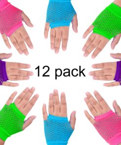 Fingerless Fishnet Neon Gloves for Parties, Costumes (12pk) 26 91sXkCim7KL