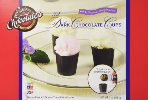 Lang’s Chocolates – Dark Chocolate Cups – Dairy-Free, Gluten-Free, Kosher and Dairy Certified – Add Mousse, Dessert, or Liqueur – Perfect for Entertaining – 32 Count 1 Count (Pack of 32)