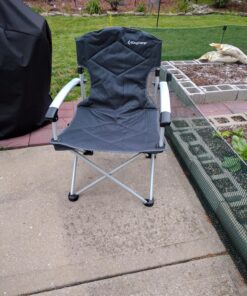 KingCamp Oversized Camping Folding Chair, High Back Heavy Duty Lumbar Support Padded Camp Chair with Cup Holder, Portable for Outdoor, Sports, Picnic Black/Mediumgrey 1 PACK 51 91sdQXf7BcL