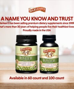 Barlean's Olive Leaf Complex Softgels Immune Support Supplement with 90 mg Oleuropein Antioxidants, Concentrated Heart Health & Immunity Booster Pills, 120 Count Natural Olive Leaf Softgel 120 Count (Pack of 1) 13 91seJhb0ueL