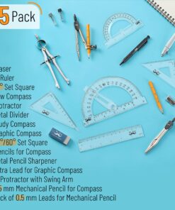 Alternative view of Mr. Pen Geometry Set with 6 Inch Swing Arm Protractor, Divider, Set Squares, Ruler, Compasses and Protractor, 15 Piece Set