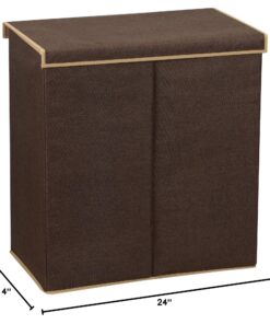 Household Essentials 5614 Double Hamper Laundry Sorter with Magnetic Lid, Brown Coffee Linen 31 91svGb7NKYL
