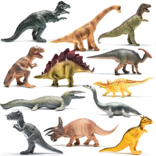 PREXTEX 10'' Dinosaur Figures - 12 Plastic Dinosaur Toys for Boys & Girls - Assorted Dinosaurs Include T-Rex & More - Dinosaur Toys for Kids 3-5+ 10 Pack - 8-10 Inch Assorted