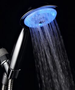 Luminex by PowerSpa 7-Color 4-Setting LED Handheld Shower Head with Air Jet LED Turbo Pressure-Boost Nozzle Technology. 7 vibrant LED colors change automatically every few seconds 21 91t19TD7gFL