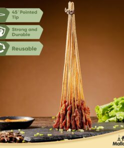 MalloMe Bamboo Skewers 30 Inch 100 pcs Marshmallow Roasting Sticks - 5mm Thick Long Wooden Heavy Duty - Hot Dog Smores Apple Candy Sticks Shish Wood Kabob Skewers for Grilling Fire Pit BBQ Appetizers 24 91t1FAqGxAL